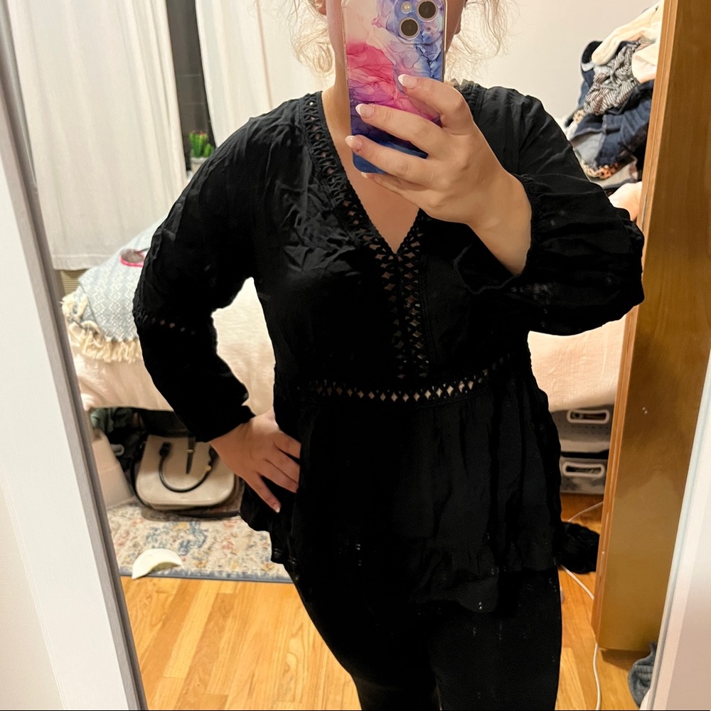 Black Peasant Blouse